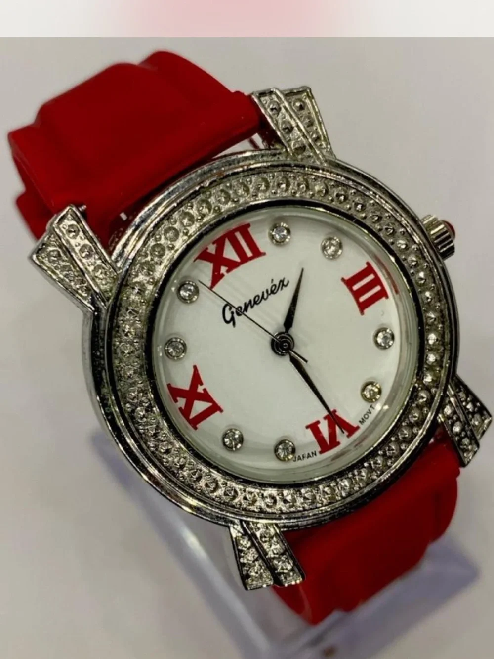 ** Ruby Red  ^ Iced Crystal Accent Women's Designer Watch ***